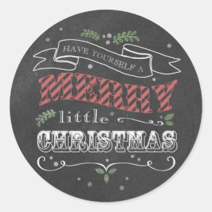 Chalkboard God jul Round Sticker Runt Klistermärke