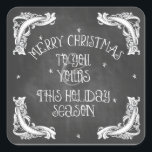 Chalkboard God jul Sticker Fyrkantigt Klistermärke<br><div class="desc">Chalkboard God jul Sticker by Firedropdesign. Skalbar effekt med dubbla stjärnor och krittext. Vill du anpassa den här designen? Kontakta mig ovan! Designskydd enligt copyright 2012. FIredropdesign.com Alla Höger reserverade.</div>