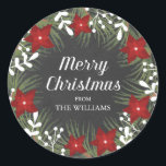 Chalkboard God jul Sticker Runt Klistermärke<br><div class="desc">Den runda klistermärket på God jul. Anpassade. En del av en julsamling.</div>