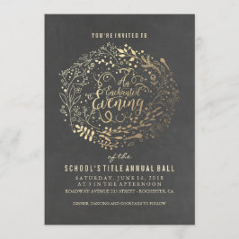 Chalkboard Gold Foil Blommigt Bouquet Boll Inbjudningar