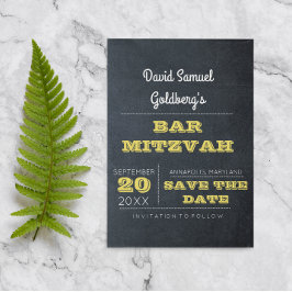 Chalkboard Golden Pub Mitzvah Spara datumet Meddelande Vykort