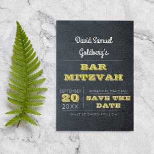 Chalkboard Golden Pub Mitzvah Spara datumet Meddelande Vykort
