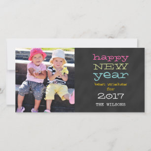 Chalkboard Gott nytt år 2017-Helgdag-fotokort Julkort