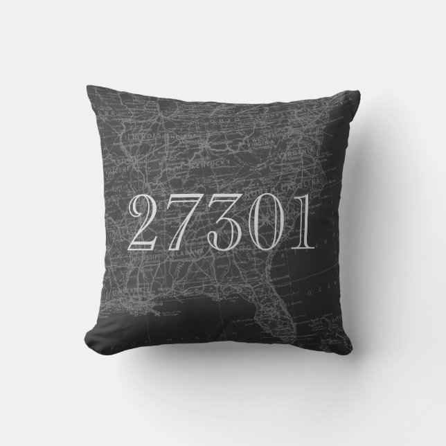 Chalkboard Grått Östra US Karta Zip Code Pillow Kudde (Framsida)