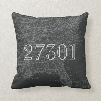 Chalkboard Grått Östra US Karta Zip Code Pillow Kudde