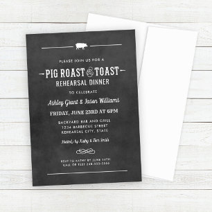 Chalkboard Gris Roast och Toast Rehearsal Middag Inbjudningar