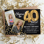 Chalkboard Guld Balloons 2 Foto 40:e födelsedagen Inbjudningar<br><div class="desc">Fira milstolpen att gå in i 40-talet med dessa unika "Chalkboard Guld Balloons 40:e födelsedagsinbjudningar". Dessa inbjudan är utrustade med en rustik kalkbrädesbakgrund och skakande faux glitter-fleckar, utan vintage och modern elegans. Ladda upp ett foto av födelsedagsklassen och anpassa mallen för enkel använda så att du får ett personligt tips....</div>