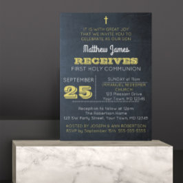 Chalkboard Guld First Communion-inbjudan Inbjudningar