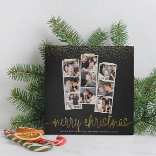 Chalkboard & Guld God jul Helgdag Photo Julkort
