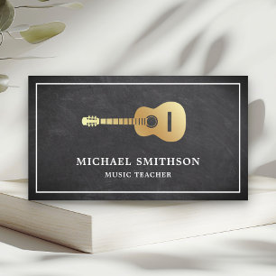 Chalkboard Guld Guitar Music Teacher Guitarist Visitkort