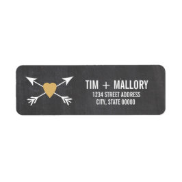 Chalkboard Guld Heart + Pil | BRÖLLOPSETIKETTER Returadress Etikett