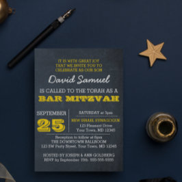 Chalkboard Guld Pub Mitzvah-inbjudan Inbjudningar