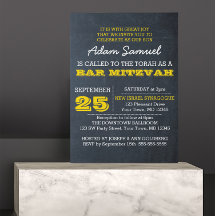 Chalkboard Guld Pub Mitzvah-inbjudan nr Logotyp