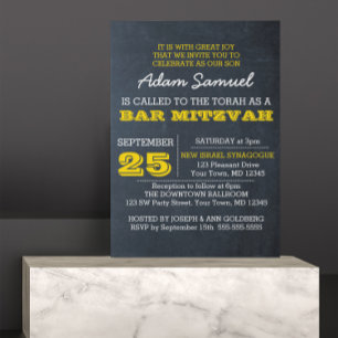 Chalkboard Guld Pub Mitzvah-inbjudan nr Logotyp Inbjudningar