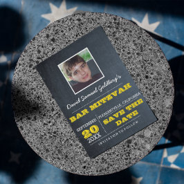 Chalkboard Guld Pub Mitzvah Photo Save Date Meddelande Vykort