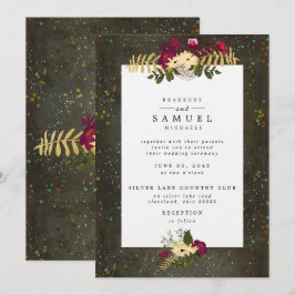 Chalkboard Guld Silver Stars Constellation Bröllop Inbjudningar