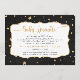 Chalkboard + Guld Stars Neutralt Baby Sprinkle Inbjudningar