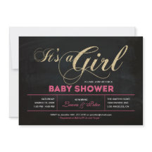 Chalkboard, Guld | Typografi Girl Baby Shower