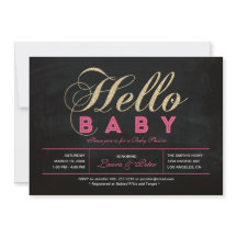 Chalkboard, Guld | Typografi Girl Baby Shower
