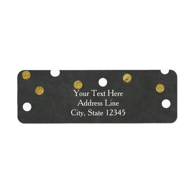 Chalkboard Guld & White Confetti Firande Party Returadress Etikett (Framsidan)