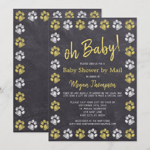 Chalkboard Gult Grått Baby Shower by Mail Inbjudningar