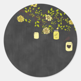 Chalkboard Gult Mason Burk Sticker Runt Klistermärke