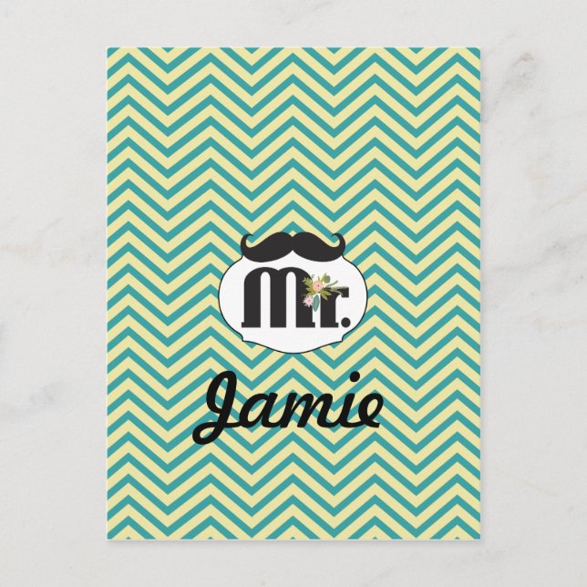 Chalkboard Gult och grönt Vykort (Framsida)