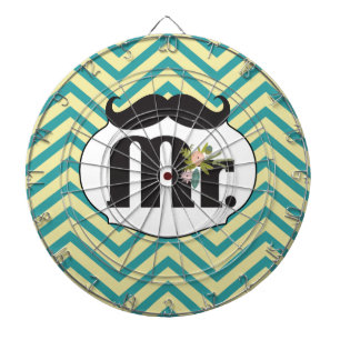 Chalkboard Gult och Grönt Zigzag Chevron Darttavla