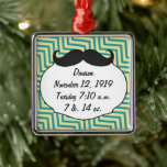Chalkboard Gult och Grönt Zigzag Chevron Julgransprydnad Metall<br><div class="desc">Chalkboard Gult och Turcos Baby Stats</div>
