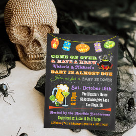 Chalkboard Halloween-inbjudningar till babyvisning Inbjudningar