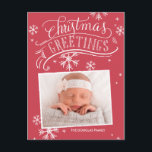 Chalkboard Hälsning Collection Helg Vykort<br><div class="desc">Den här helgdag och chicen med vykort för foton innehåller handskrivna bilder och snöflingor på en färgad bakgrund. Lägg till returadressen i bakgrunden och ett anpassningsbar-meddelande.</div>