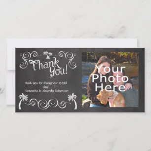 Chalkboard Handflatan Träd Beach Wedding Photo Tac Tack Kort
