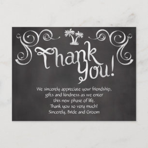 Chalkboard Handflatan Träd Beach Wedding Tack Vykort