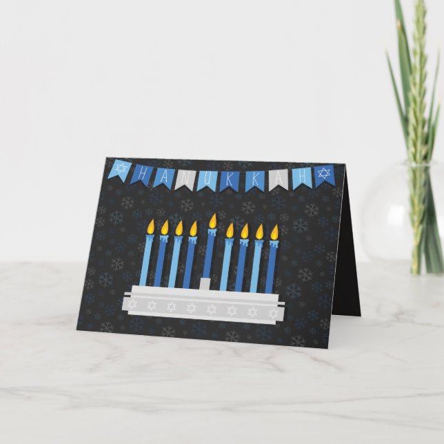 Chalkboard Hanukkah Snöflingor Helgkort (Framsida)