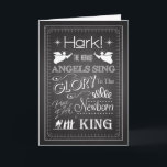 Chalkboard Hark The Herald Änglar Sjunga Card Helgkort<br><div class="desc">Chalkboard Christian julkort med sång, "Hark! Herald Änglar Sjunga" med änglar,  nordstjärna,  rosor och de tre vise manarna. Ge det här trendiget kort till den kristna i ditt liv för att fira Jesus Kristus födelse.</div>