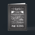 Chalkboard Hark The Herald Änglar Sjunga Card Helgkort<br><div class="desc">Chalkboard Christian julkort med sång, "Hark! Herald Änglar Sjunga" med änglar,  nordstjärna,  rosor och de tre vise manarna. Ge det här trendiget kort till den kristna i ditt liv för att fira Jesus Kristus födelse.</div>
