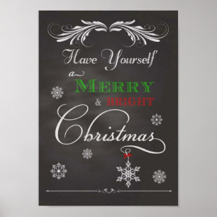 Chalkboard-have You a Merry & Bright Christma Poster