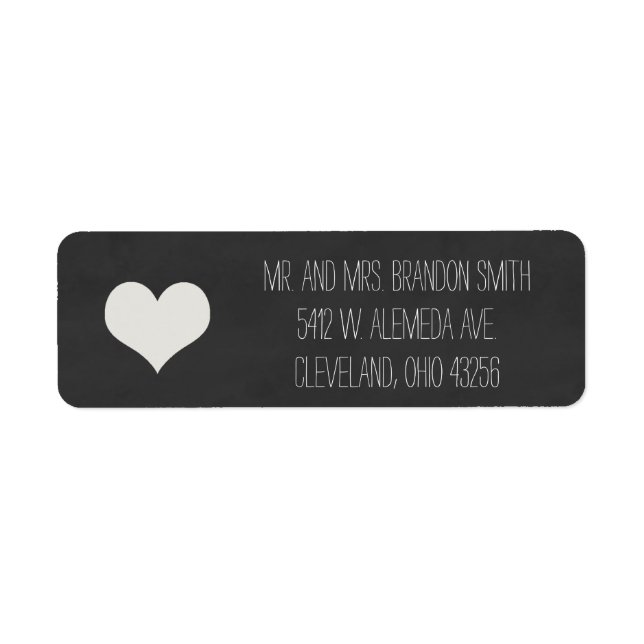 Chalkboard Heart-Bröllopsetiketter Returadress Etikett (Framsidan)