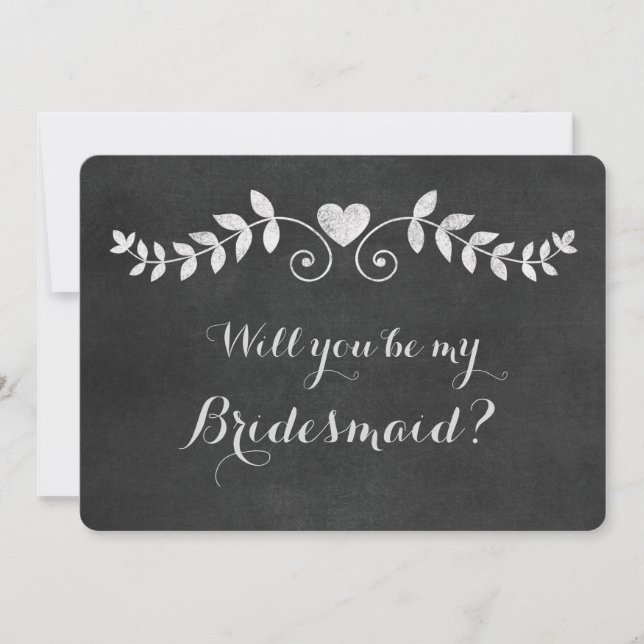 Chalkboard Heart kommer du att bli mitt Bridesmaid Inbjudningar (Framsida)