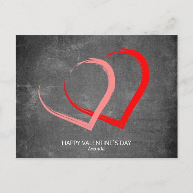 Chalkboard Hearts Anpassningsbar Modern Valentine  Helg Vykort (Framsida)