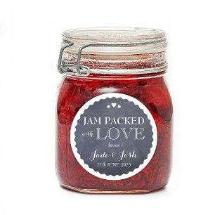 Chalkboard Hearts-bröllop-favoriten Burk Round-eti Runt Klistermärke