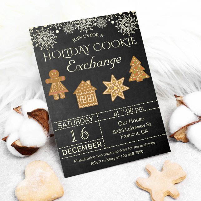 Chalkboard Helgdag Cookie Exchange Party Inbjudan (Skapare uppladdad)