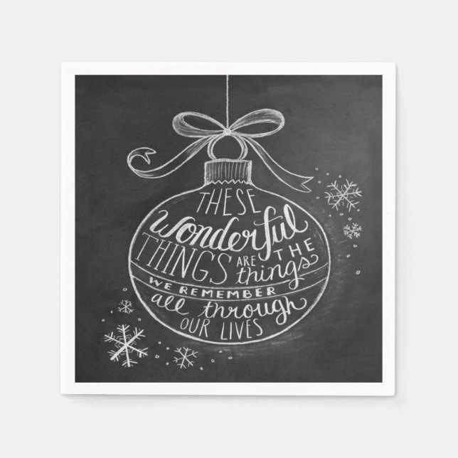 Chalkboard-Helgdag Jul Ornament Napkins Pappersservett (Framsidan)