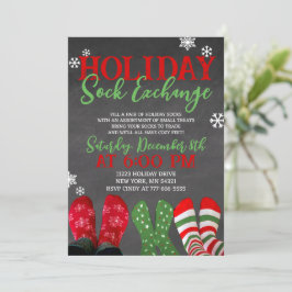 Chalkboard Helgdag Sock Exchange jul Party Inbjudningar