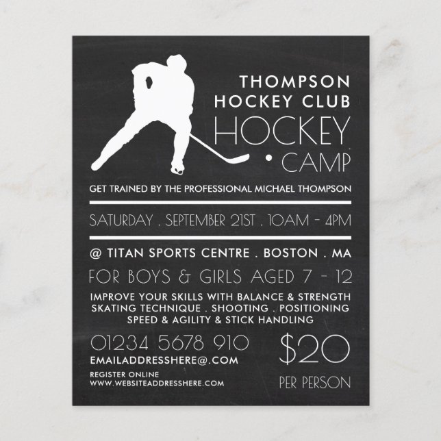 Chalkboard, Hockey Camp Advertising Flyer (Framsidan)