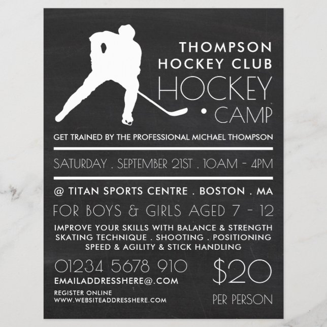 Chalkboard, Hockey Camp Advertising Flyer (Framsidan)