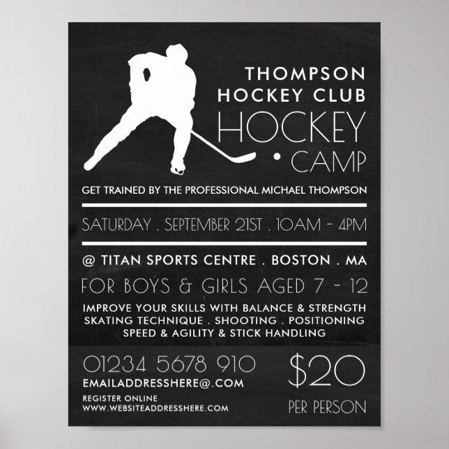 Chalkboard, Hockey Camp Advertising Poster (Framsidan)