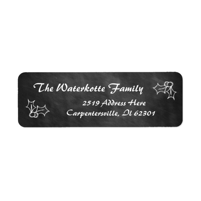 Chalkboard Holly Berry-Adressetiketter Returadress Etikett (Framsidan)