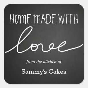 Chalkboard Home Made with Kärlek Typography Fyrkantigt Klistermärke