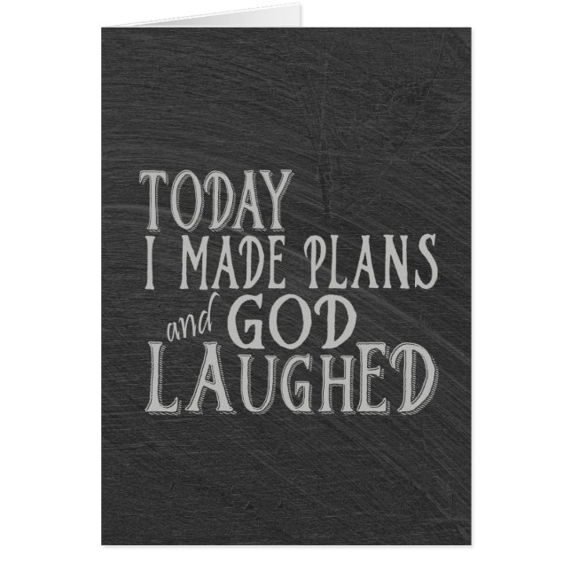 Chalkboard humor om skapar planer hälsningskort (Framsidan)